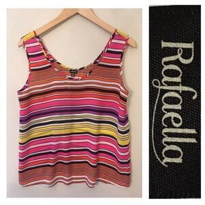 Rafaella Sheer Bright Striped Tank Top Size S/CH